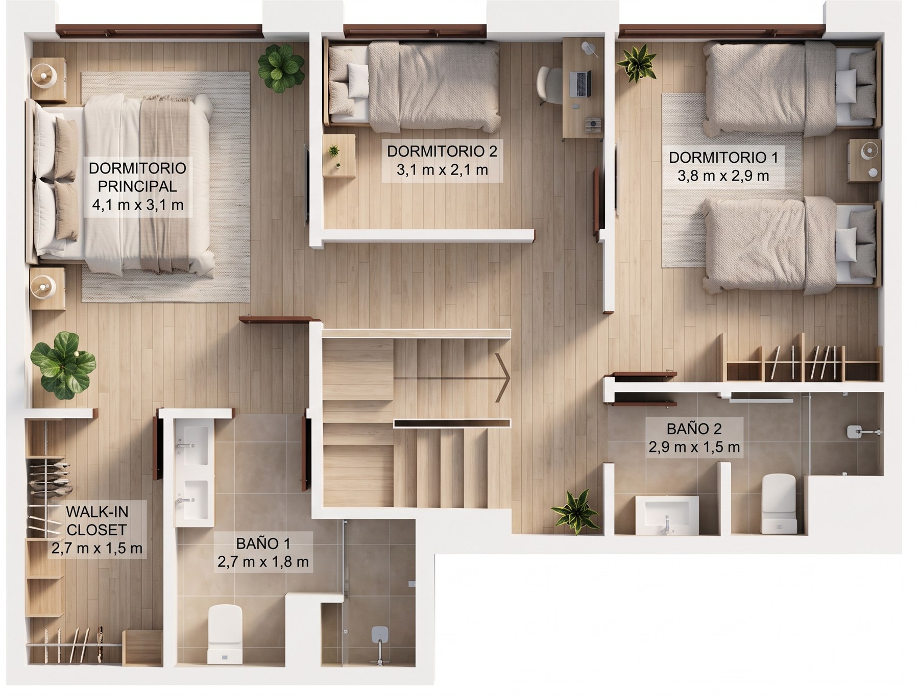 Plano Dúplex Évian — Segundo Piso